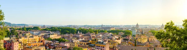 Roma Panoraması Talya Janiculum Hill Terasından Gün Doğumunda Trastevere Ilçesi — Stok fotoğraf