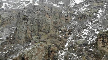 Vahşi nehrin yanındaki büyük kayalar.