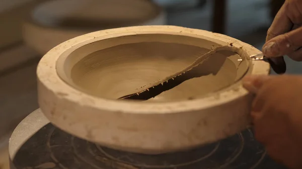 Potter Working Clay Clay Processing — Stock Photo, Image