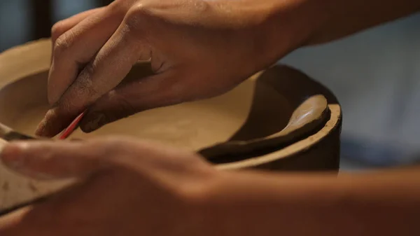 Potter Working Clay Clay Processing — Stock Photo, Image