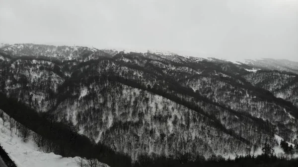 Frozen Road High Snowy Mountains — Stock Photo, Image