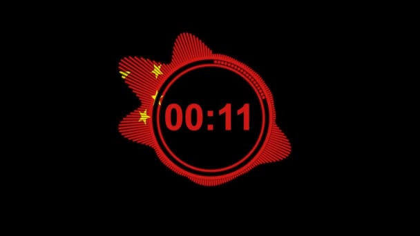 One Minute Timer Flag China — Stock Video