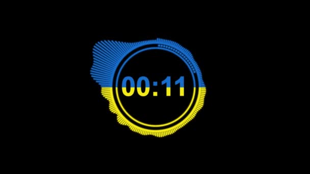 Timer Minuto Con Bandiera Ucraina — Video Stock
