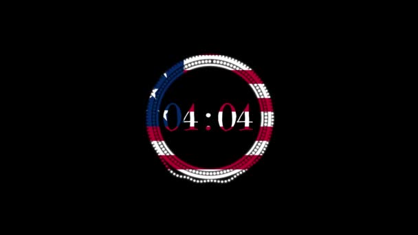 Contagem Regressiva Cinco Minutos Com Bandeira Dos Estados Unidos — Vídeo de Stock