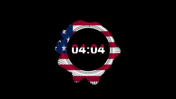 Pięć Minut Odliczania Flagą Stanów Zjednoczonych — Wideo stockowe