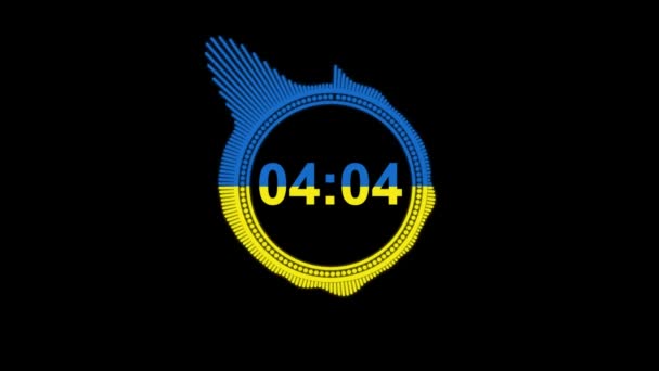 Conto Alla Rovescia Cinque Minuti Con Bandiera Dell Ucraina — Video Stock