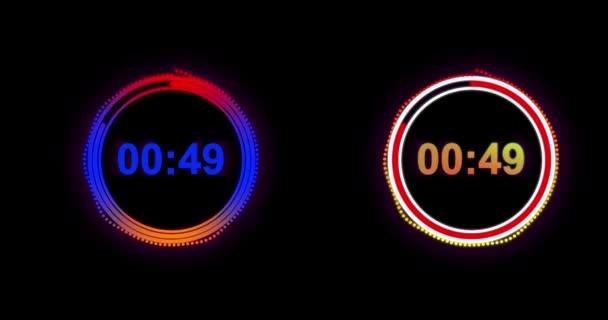 Contagem Regressiva Elétrica Neon Tonalidade Minuto Dois — Vídeo de Stock