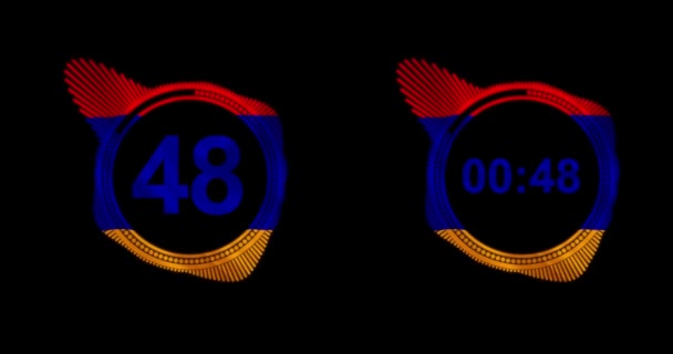 Jedna Minuta Odpočítávání Vlajkou Arménie Dvě Jednom — Stock video
