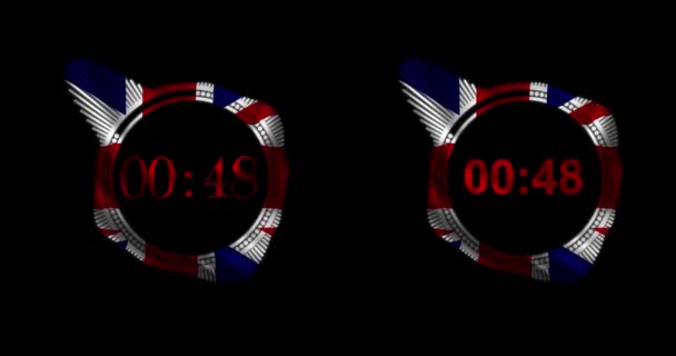 Eine Minute Countdown Mit Der Flagge Des Vereinigten Königreichs Zwei — Stockvideo