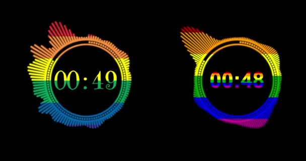 Een Minuut Aftellen Met Pride Flag Van Lgbt Twee Één — Stockvideo