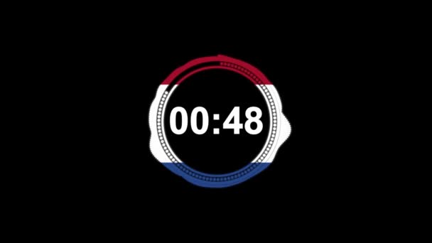 One Minute Countdown Flag Netherlands — Stock Video