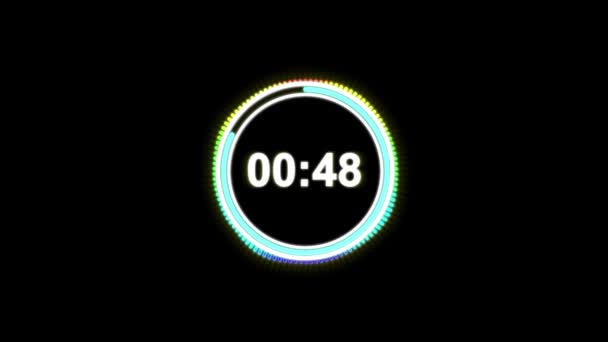 Een Minuut Tint Neon Elektrische Countdown — Stockvideo