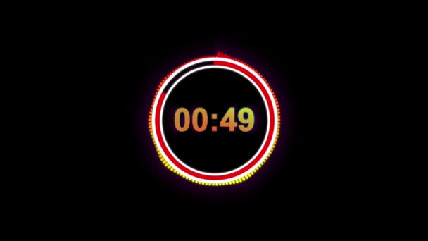 Een Minuut Tint Neon Elektrische Countdown — Stockvideo