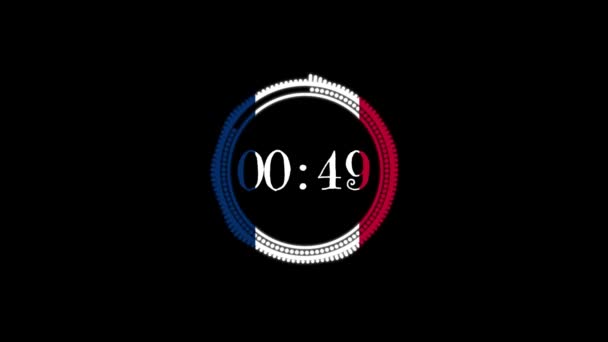 Eine Minute Countdown Mit Der Flagge Von Frankreich — Stockvideo