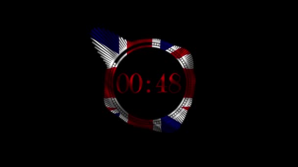 Egyperces Visszaszámlálás Egyesült Királyság Zászlajával — Stock videók