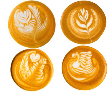 Latte sanat, beyaz arka planda kahve