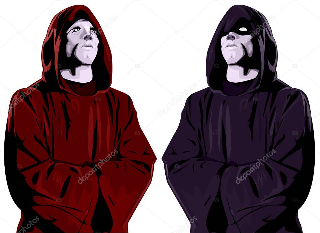 Illustration Of Satanists - Satan`s Chil, Vector isolated from background for any use