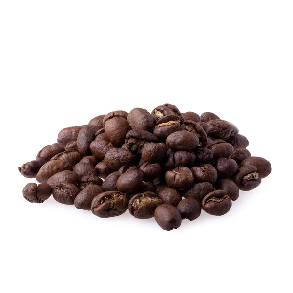 白を基調とした淹れたてのコーヒーを作るためのローストアラビカコーヒー豆 — ストック写真