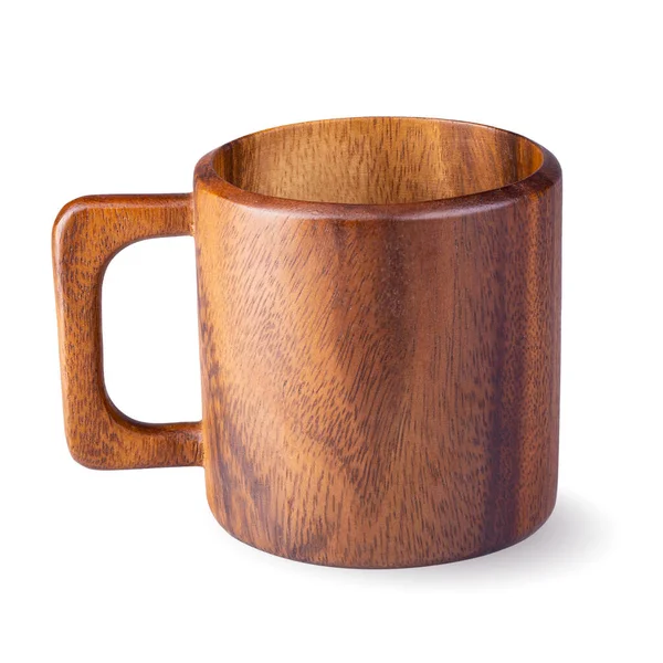 Brown Wooden Cup Isolated White Background Clipping Path — Stock Photo, Image