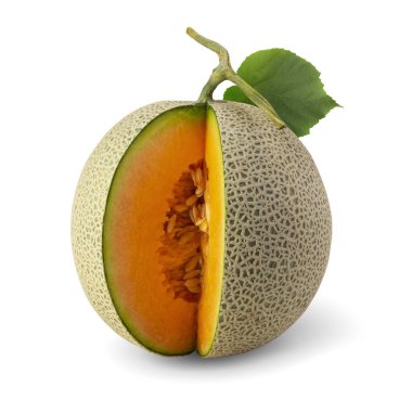 Dilimlenmiş kavun kavunları kırpma yolu ile beyaz zemin üzerinde izole.