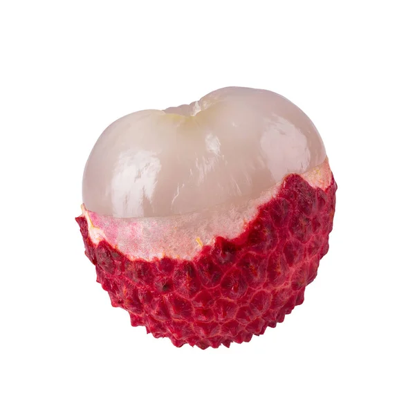 Νωπά Λίτσι Λίτσι Είναι Τροπικά Φρούτα Που Απομονώνονται Λευκό Φόντο — Φωτογραφία Αρχείου