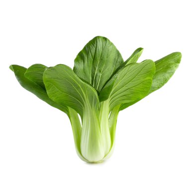 Taze yeşil Çin lahanası, bok choy, pok choi veya pak choi, beyaz arka planda izole edilmiş.