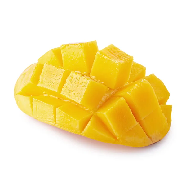 Cubi Fette Mango Isolati Sfondo Bianco — Foto Stock