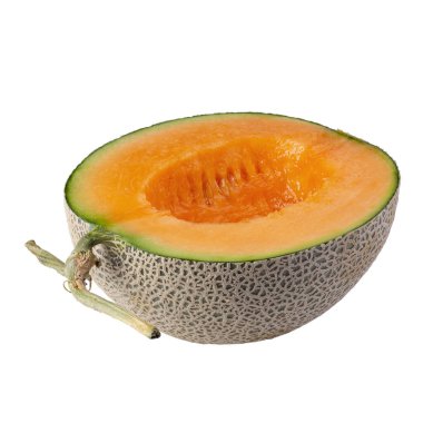 Dilimlenmiş kavun, beyaz arka planda izole edilmiş..