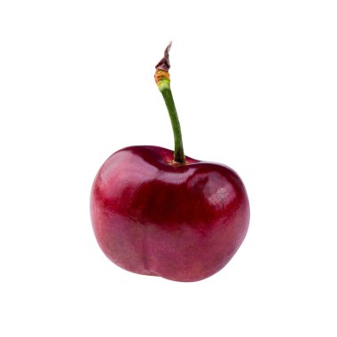 Beyaz arka planda izole edilmiş kiraz. Kesme yolu olan tatlı kirazlar.