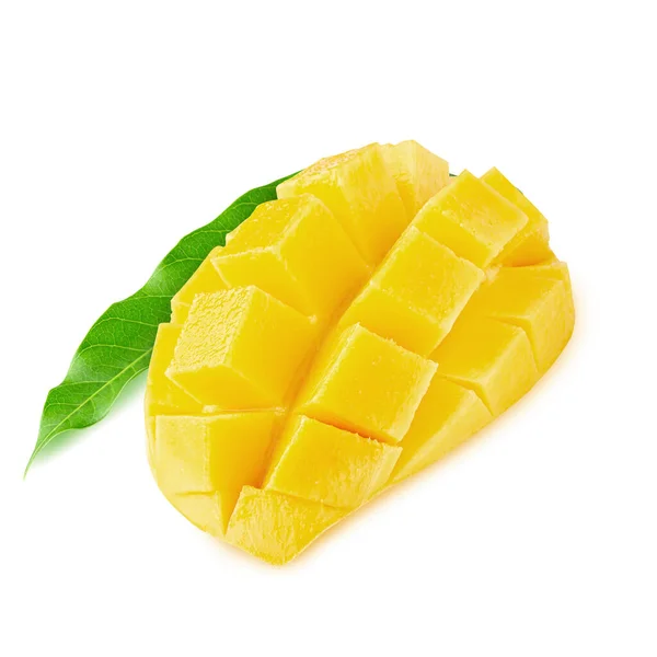 Cubi Fette Mango Isolati Sfondo Bianco Con Percorso Ritaglio — Foto Stock