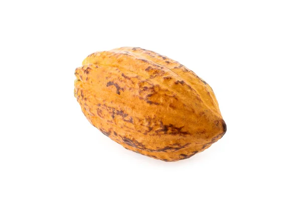 Kakao Meyvesi Çiğ Kakao Fasulyesi Kakao Kabuğu Beyaz Arkaplanda Kırpma — Stok fotoğraf