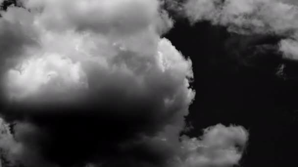 Movimiento Nube Blanca Aislada Sobre Fondo Negro Nube Realista — Vídeos de Stock