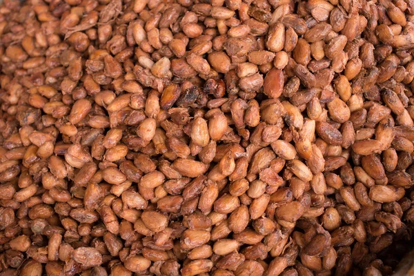 Fermented Fresh Cocoa Beans Lying Wooden Box — Stock Photo, Image