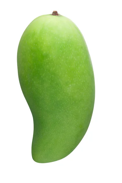 Grüne Mango Isoliert Auf Weißem Hintergrund Steilpfad — Stockfoto