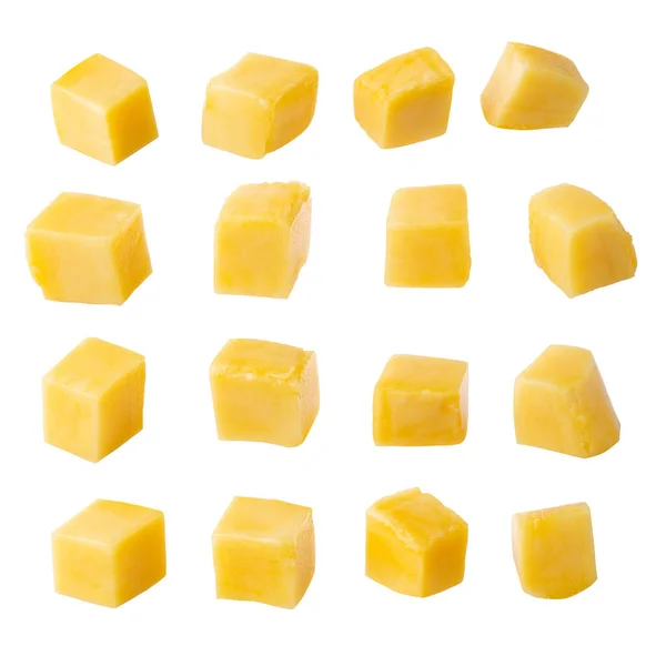 Mango Cubes Slices Isolated White Background — Stock Photo, Image