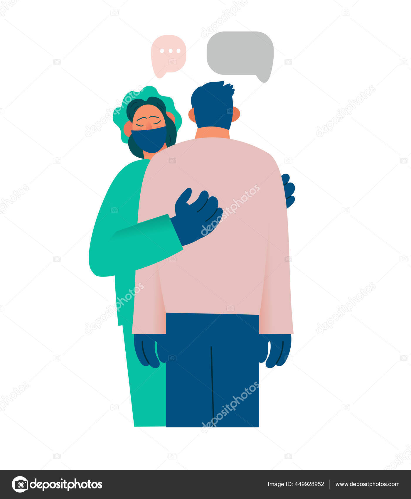 Trabajador Sanitario Apoya Consuela Paciente Compasión Informa Algo Triste  Emociones vector, gráfico vectorial © LiusiaVoloshka imagen #449928952