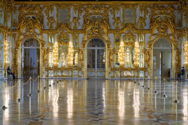 1.07.2021 Russia St. Petersburg. The interior of the hall, Catherine Palace, Tsarskoe Selo, Pushkin. clipart