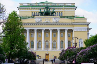 07.01.2021 Rusya St. Petersburg. Alexandrinsky Tiyatrosu manzarası.