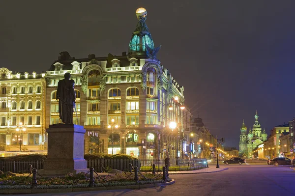 Petrohrad Pohled Kutuzovův Pomník Zpěvákův Dům Kostel Spasitele Prolité Krvi — Stock fotografie