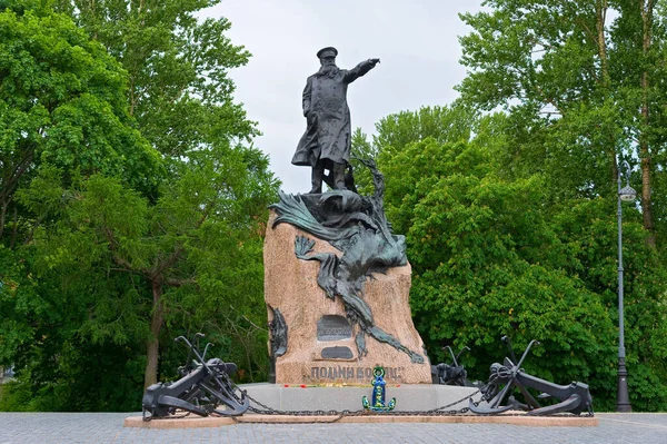 Kronshtadt Monumento Almirante Makarov Plaza Del Ancla —  Fotos de Stock