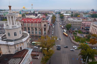 Rostov-on-Don - Budennovsky Prospect, Central Department Store (TSUM) ve Katedral manzarası.