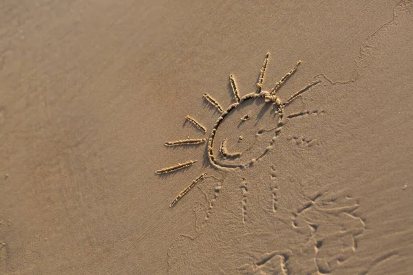 Barnteckningar Stranden Sand — Stockfoto