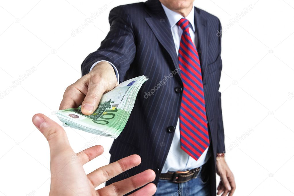 Bribe businessman concept