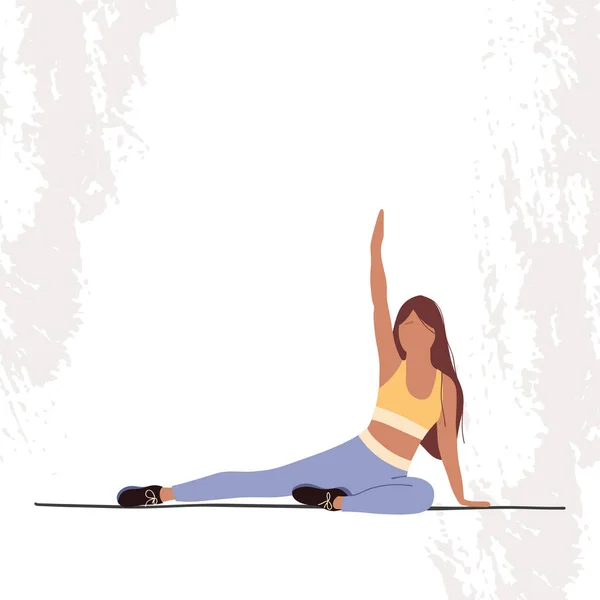 Een Vrouw Die Thuis Yoga Beoefent Zittend Asana Yoga Mat — Stockfoto