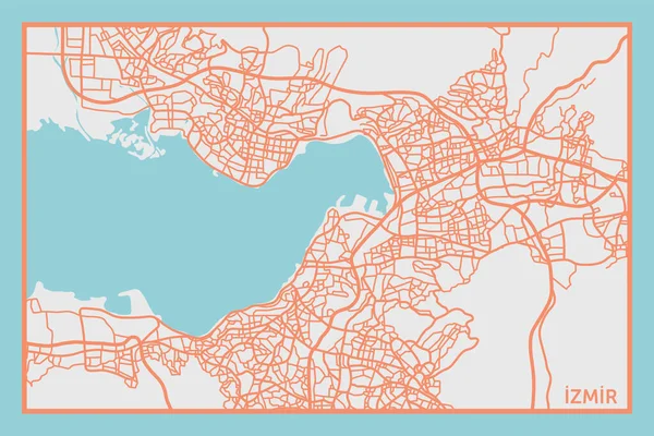 Izmir (Turkey) street network map. Izmir map poster