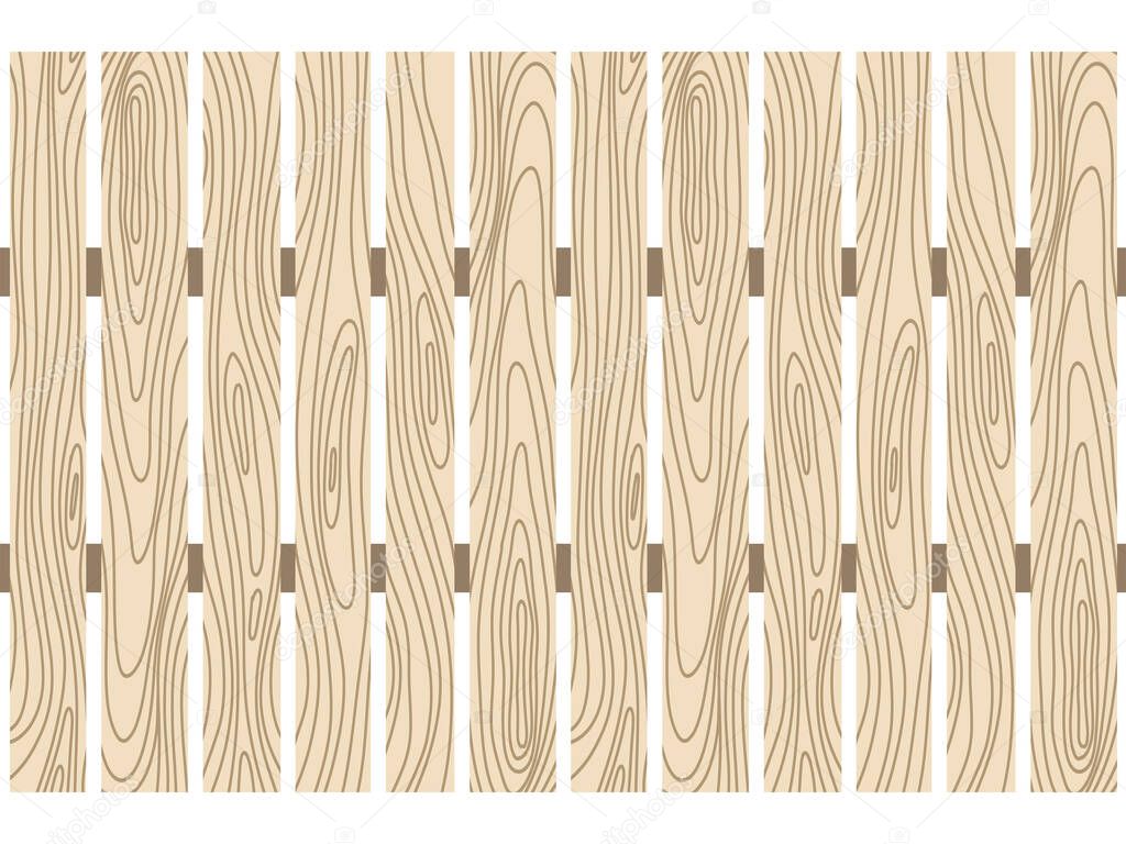 wooden fence seamless pattern. flat illustration. Construction wooden board silhouette in flat style on a white background.