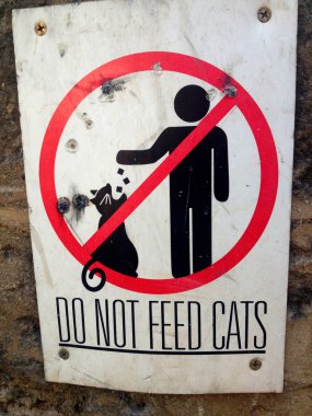 Kediler beslemeyin: sokak işareti, Beirut, Lübnan