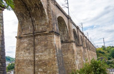 Morlaix, Fransa - 28 Ağustos 2019: Morlaix Viaduct of Morlaix, Finistere, Brittany, Fransa