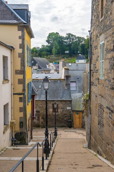 Morlaix França Agosto 2019 Vista Uma Rua Estreita Centro Histórico — Fotografia de Stock