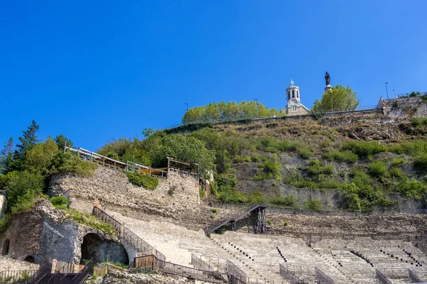 Vienne Francja Sierpnia 2019 Bleachers Ancient Roman Theatre Mount Pipet — Zdjęcie stockowe